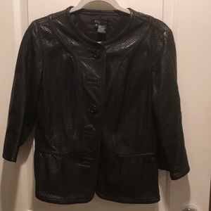 Perforated black leather jack